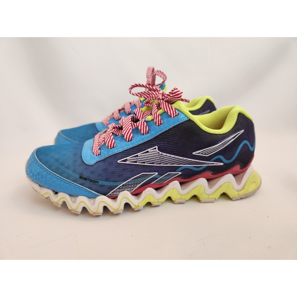 Reebok Zigtech Running Shoes Lace Athletic Neon Sneakers Women Girls Retro SZ 5